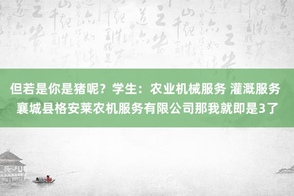 但若是你是猪呢?学生:农业机械服务 灌溉服务 襄城县格安莱农机服务有限公司那我就即是3了